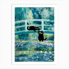 Cats On A Bridge Art Print