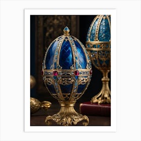 Blue And Gold Easter Egg Art Print