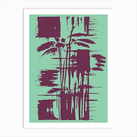 Abstract Pastel Burgundy And Green Art Print