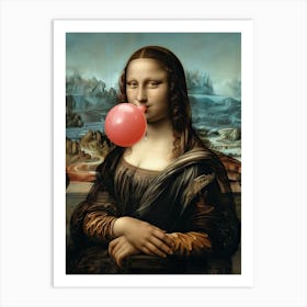 Mona Lisa with Bubble Gum Art Print