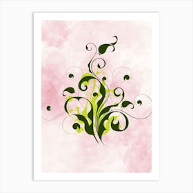 Floral Design On A Pink Background Art Print