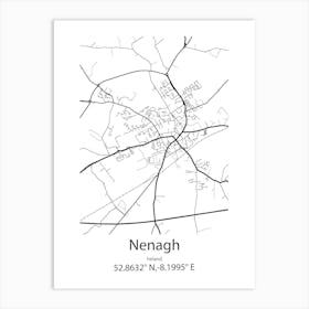 Nenagh,Ireland Minimalist Map Art Print