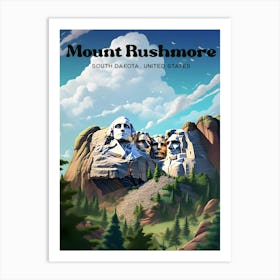 Mount Rushmore South Dakota USA Presidential Statue Modern Travel Illustration Art Print