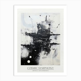 Cosmic Symphony Abstract Black And White 7 Poster Art Print