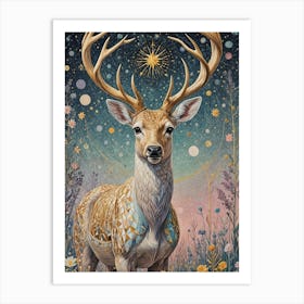 Starry Night Deer Art Print