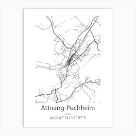 Attnang Puchheim,Austria Minimalist Map Art Print