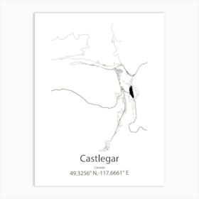 Castlegar,Canada Minimalist Map Art Print