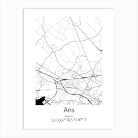 Ans,Belgium Minimalist Map Art Print