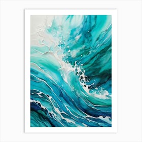 Abstract Turquoise Waves Envelop The Canvas Evoke Fresh Nautical Texture Churning Frothy Crests 2 1 Art Print