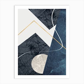 Blue Abstract Geometry Art Print