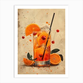 Cocktail With Oranges And Cherries Art Print