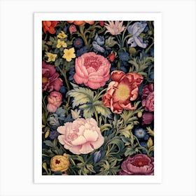 Flowers On A Black Background 1 Art Print