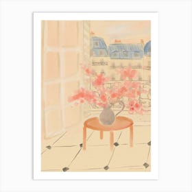 Paris Balcony With Cherry Blossoms Art Print