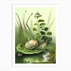 Garden Snail In Marshes Botanical Art Print