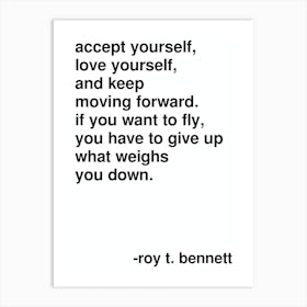 Love Yourself Roy Bennett Statement Quote In White Art Print