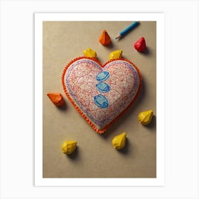 Heart Shaped Pillow Art Print