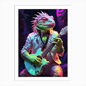 Lizard Playing Guitar 3 Art Print