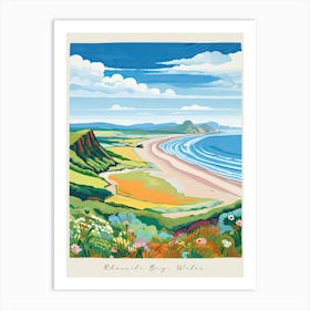 Poster Of Rhossili Bay, Gower Peninsula, Wales, Matisse And Rousseau Style 1 Art Print