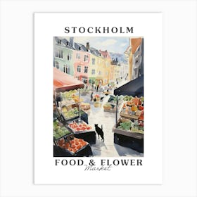 Food Market With Cats In Stockholm 2 Poster Art Print