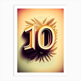 10, Number, Education Retro Drawing 2 Art Print