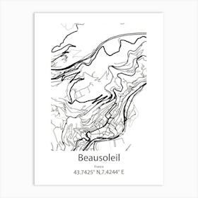 Beausoleil,France Minimalist Map Art Print