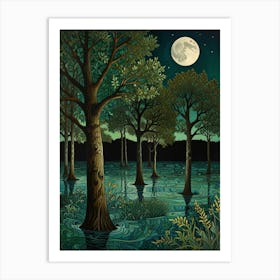 William Morris Moonlight In The Swamp Art Print