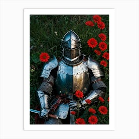 Knight In Armor Laying In The Grass Art Print