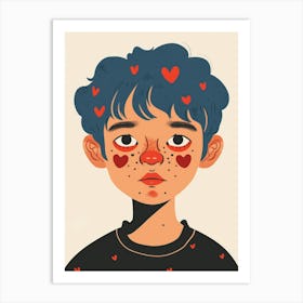 Boy With Hearts On His Face 1 Art Print