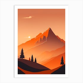 Misty Mountains Vertical Composition In Orange Tone 277 Art Print