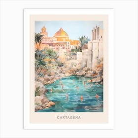 Swimming In Cartagena Spain Watercolour Poster Art Print