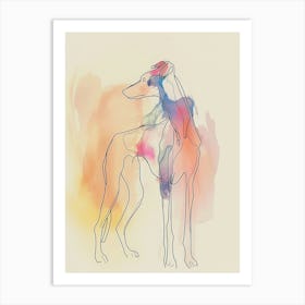 Pastel Greyhound Dog Watercolour Line Illustration Art Print