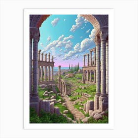 Perge Ancient City Pixel Art 3 Art Print