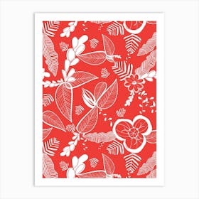 Red Leaf Pattern Art Print
