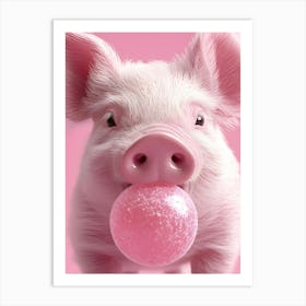 Pink Pig Chewing Gum Art Print