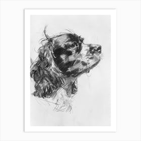 English Toy Spaniel Dog Charcoal Line 3 Art Print