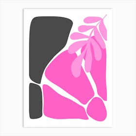 Pink And Gray Leaves Art Print