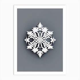 Diamond Dust, Snowflakes, Retro Minimal 2 Art Print