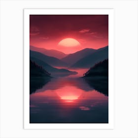 Sunset Over Lake 1 Art Print