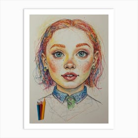 Girl With Colored Hair Art Print