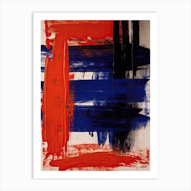 Blue And Red Brush Strokes Abstract 4 Art Print