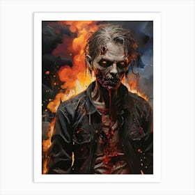 Zombies On Fire Art Print