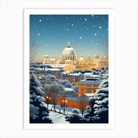 Winter Travel Night Illustration Rome Italy 2 Art Print