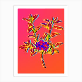 Neon Azalea Botanical in Hot Pink and Electric Blue n.0536 Art Print