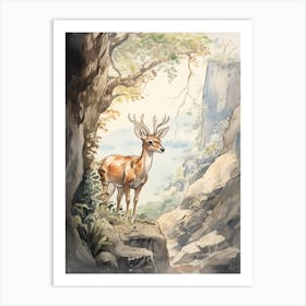 Storybook Animal Watercolour Antelope 1 Art Print
