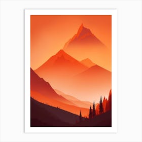 Misty Mountains Vertical Composition In Orange Tone 210 Art Print