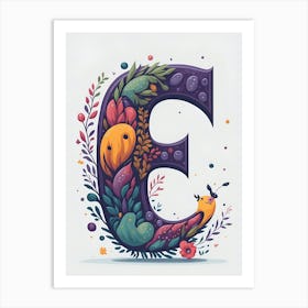 Colorful Letter E Illustration 28 Art Print