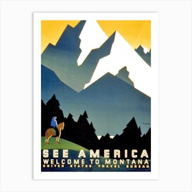 Welcome To Montana, USA, Travel Poster Art Print