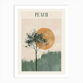 Peach Tree Minimal Japandi Illustration 1 Poster Art Print