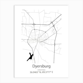 Dyersburg,United States Minimalist Map Art Print