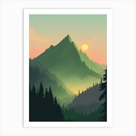 Misty Mountains Vertical Composition In Green Tone 205 Art Print